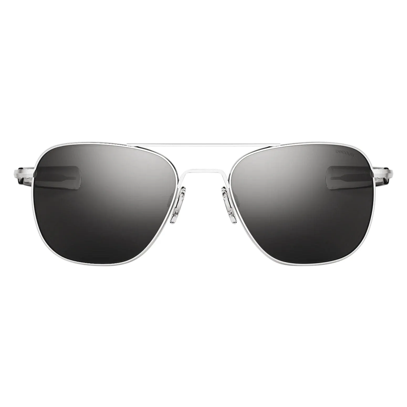 Randolph Aviator Sunglasses Matte Chrome Bayonet Clear Skytec Glass Non-Polarized American Gray Military Special Edition