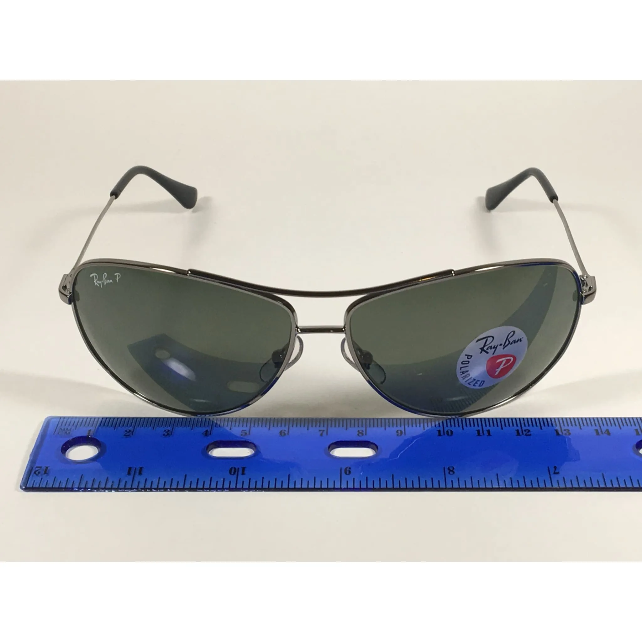Ray-Ban RB3293 004/9A Highstreet Polarized Aviator Sunglasses Gunmetal Gray Frame Green Lens