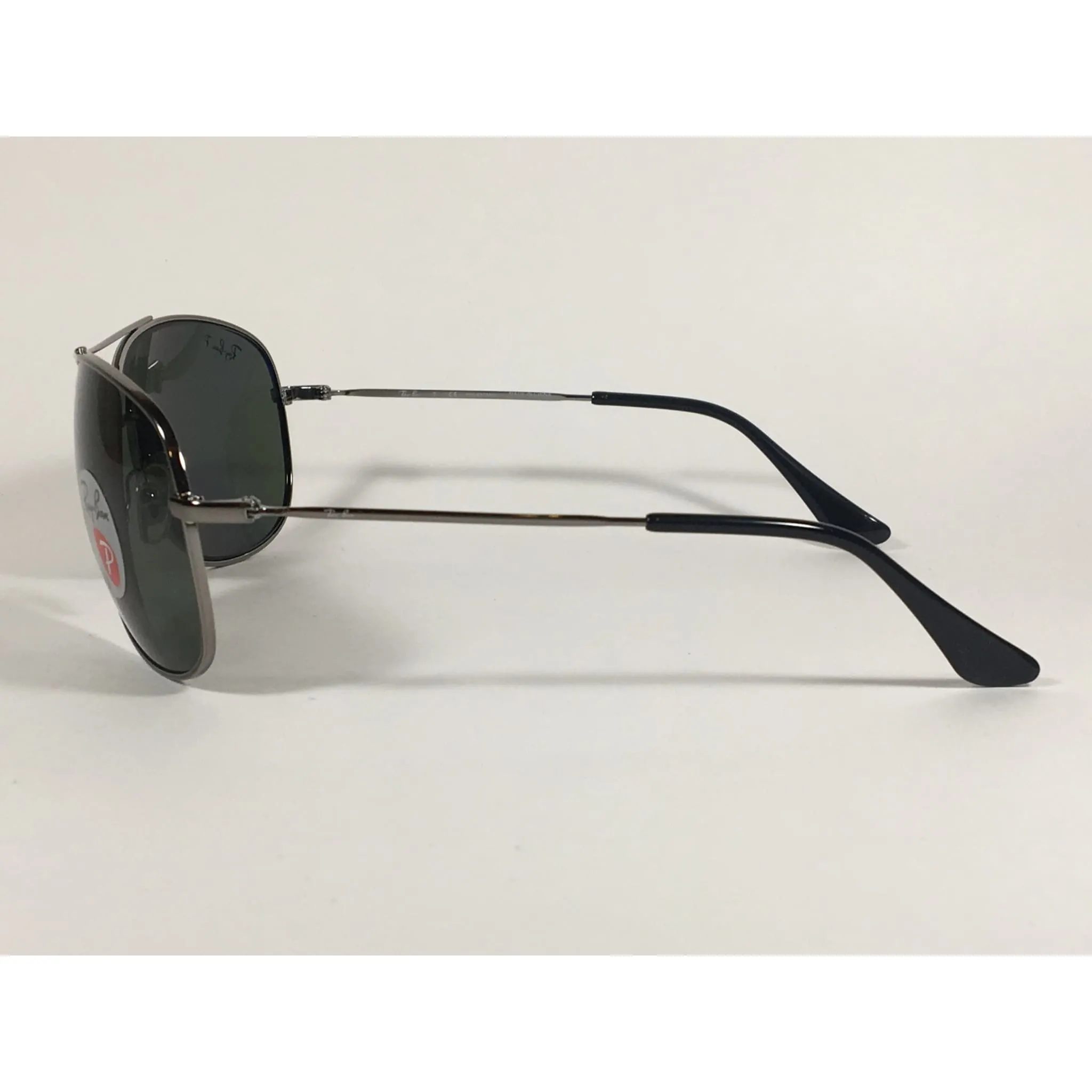 Ray-Ban RB3293 004/9A Highstreet Polarized Aviator Sunglasses Gunmetal Gray Frame Green Lens
