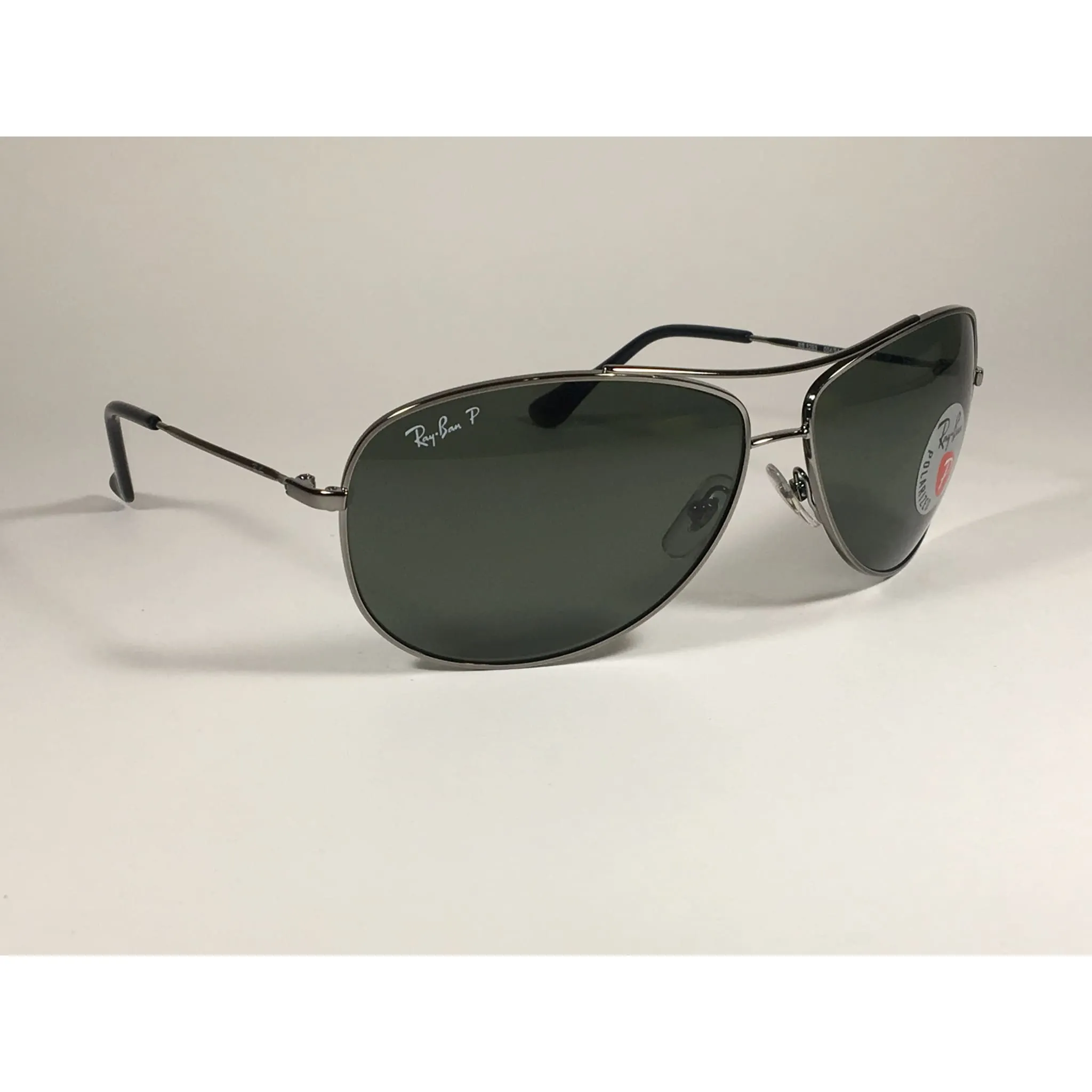 Ray-Ban RB3293 004/9A Highstreet Polarized Aviator Sunglasses Gunmetal Gray Frame Green Lens