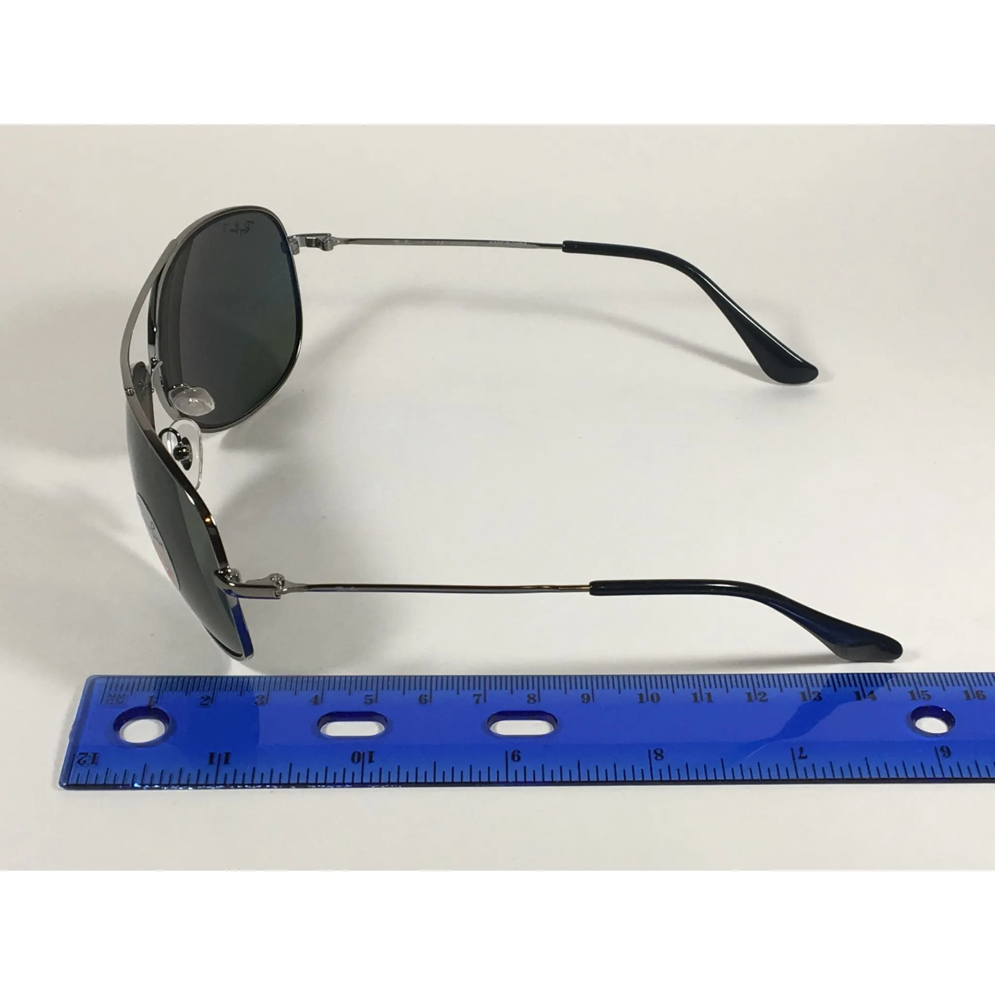 Ray-Ban RB3293 004/9A Highstreet Polarized Aviator Sunglasses Gunmetal Gray Frame Green Lens