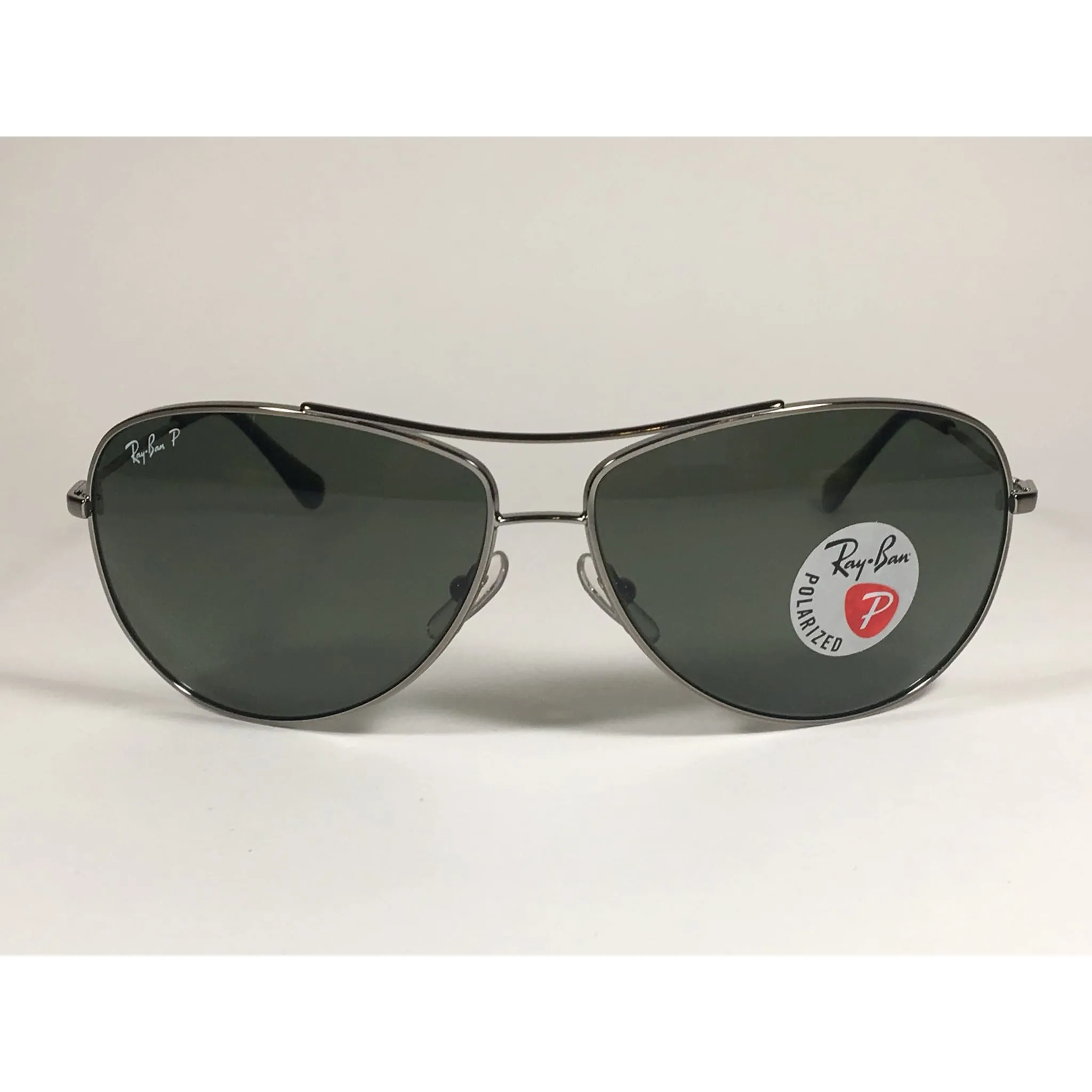 Ray-Ban RB3293 004/9A Highstreet Polarized Aviator Sunglasses Gunmetal Gray Frame Green Lens