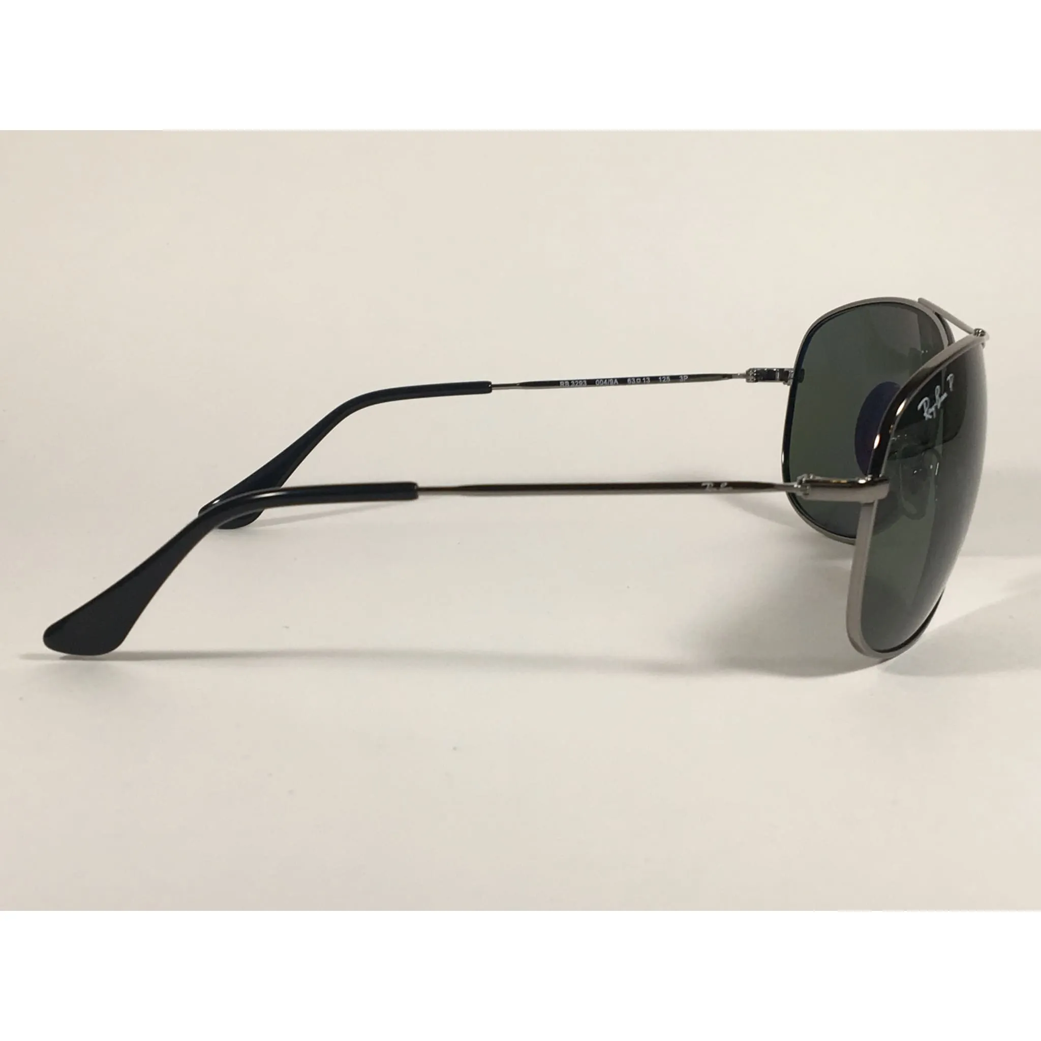 Ray-Ban RB3293 004/9A Highstreet Polarized Aviator Sunglasses Gunmetal Gray Frame Green Lens
