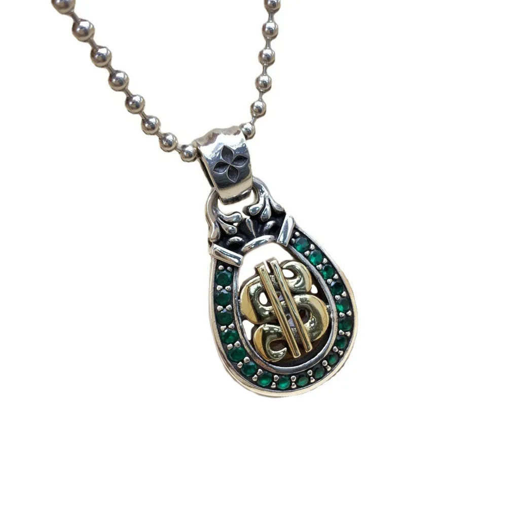 Real Solid 925 Sterling Silver Necklace Pendant Jewelry Wealth Water Drop Pierced 24"