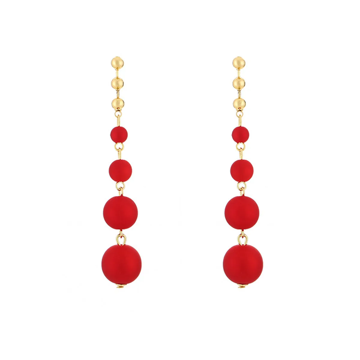 Red Resin & 18K Gold-Plated Bead Chain Drop Earrings