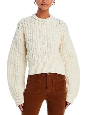 Re/Done Crewneck Cable Knit Sweater Natural