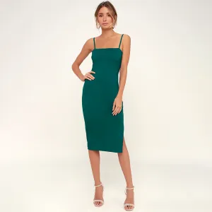 Remarkable Entrance Green Bodycon Midi Dress