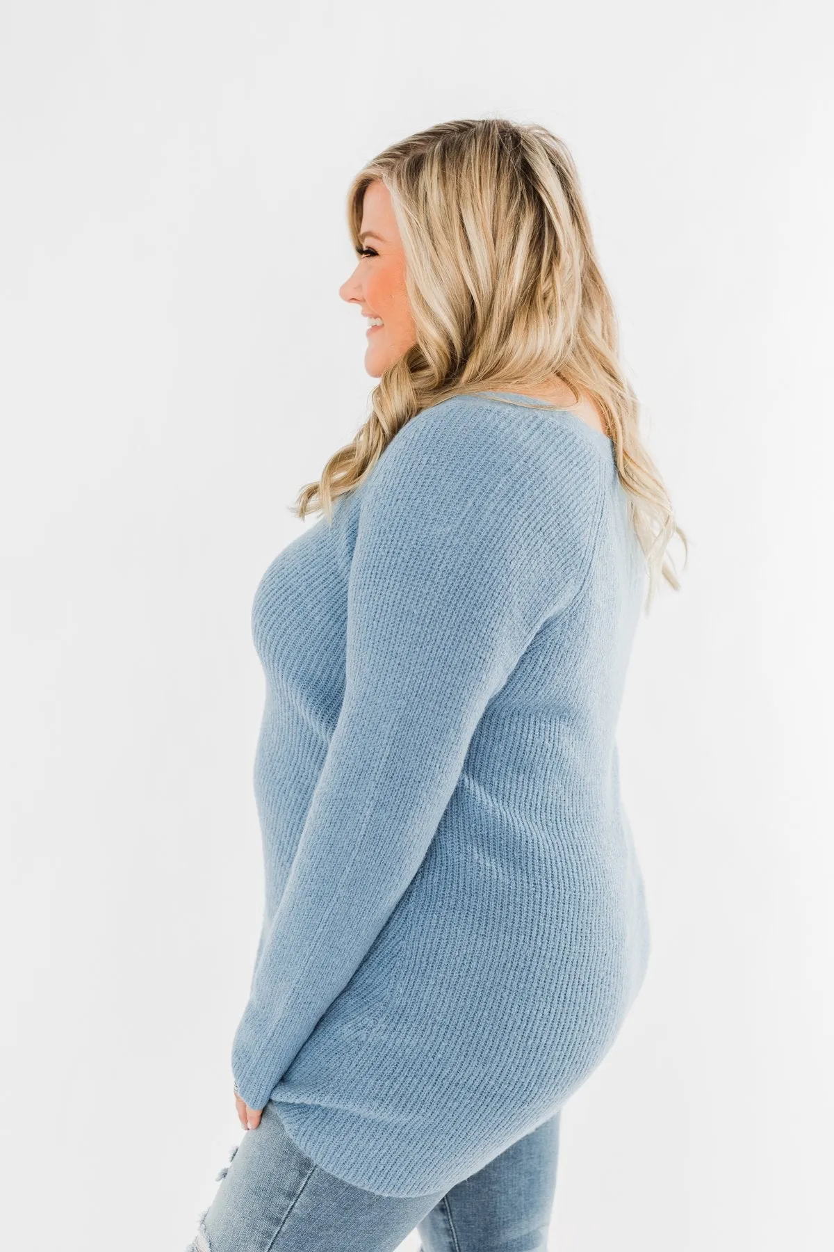 Remind Me Again Knit Sweater- Blue