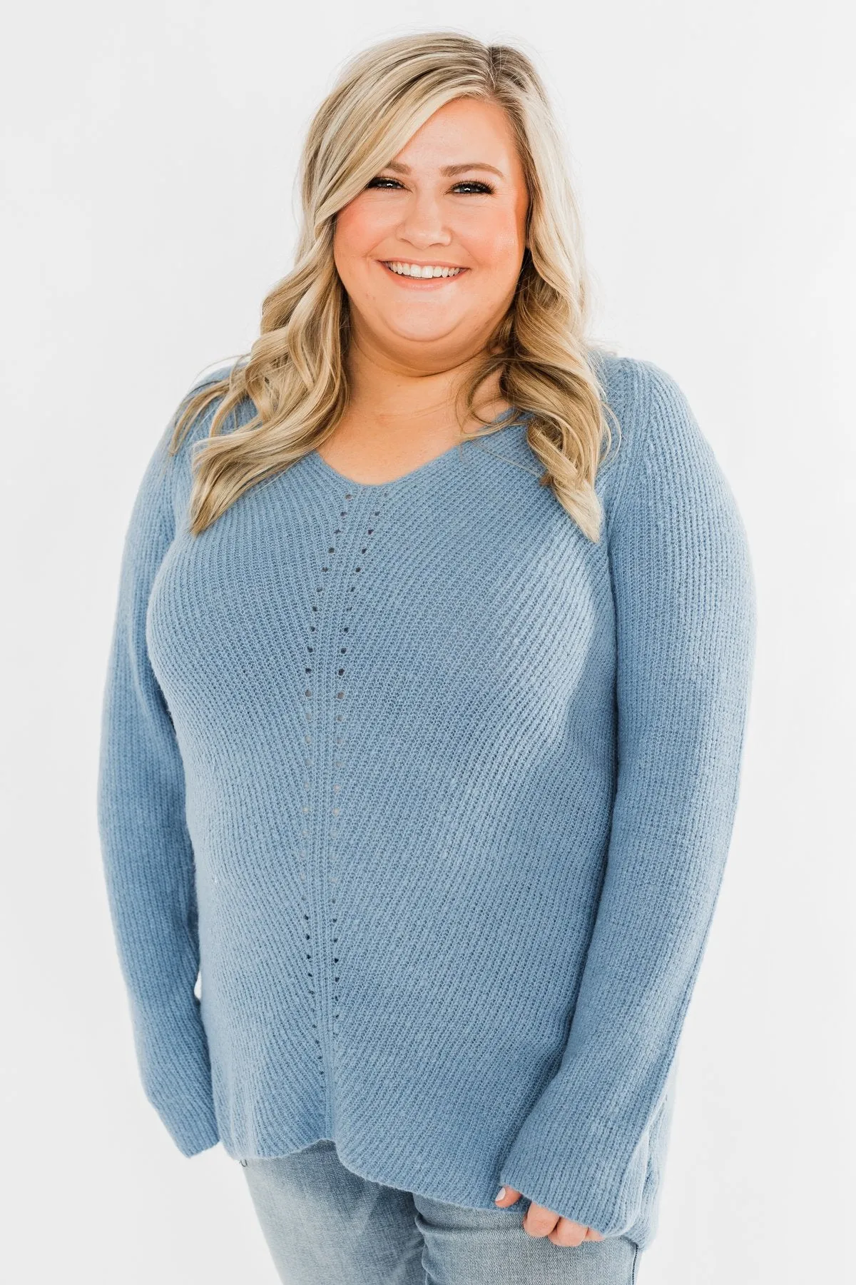 Remind Me Again Knit Sweater- Blue