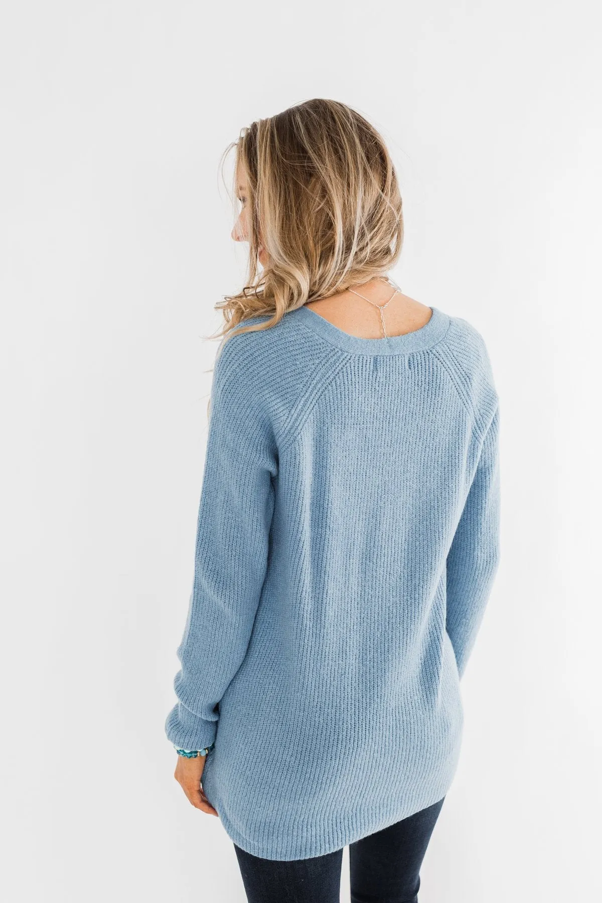 Remind Me Again Knit Sweater- Blue