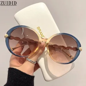 Retro Gradient Round Sunglasses Women