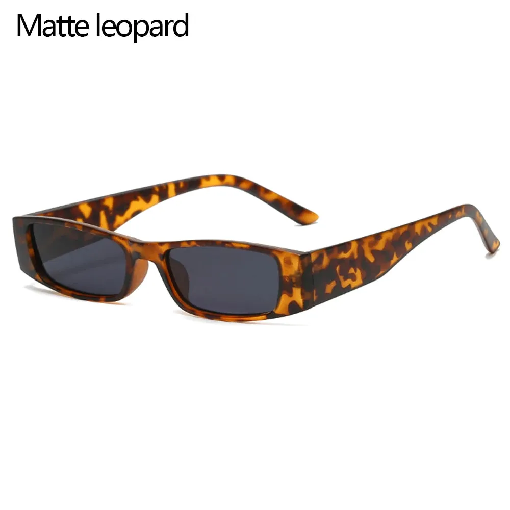 Retro Narrow Frame Leopard Vintage Square Cat Eye Eyewear