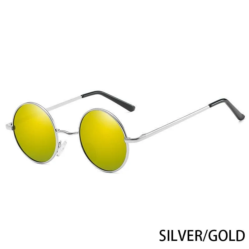 Retro Polarized Round Metal Frame Sunglasses