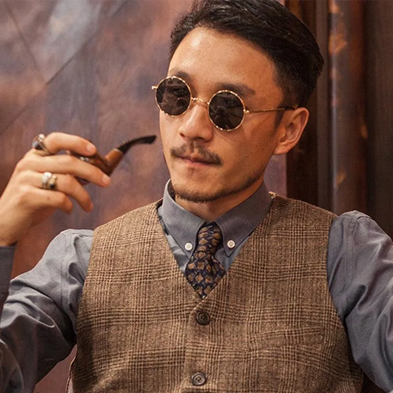 Retro Polarized Round Metal Frame Sunglasses