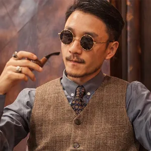 Retro Polarized Round Metal Frame Sunglasses