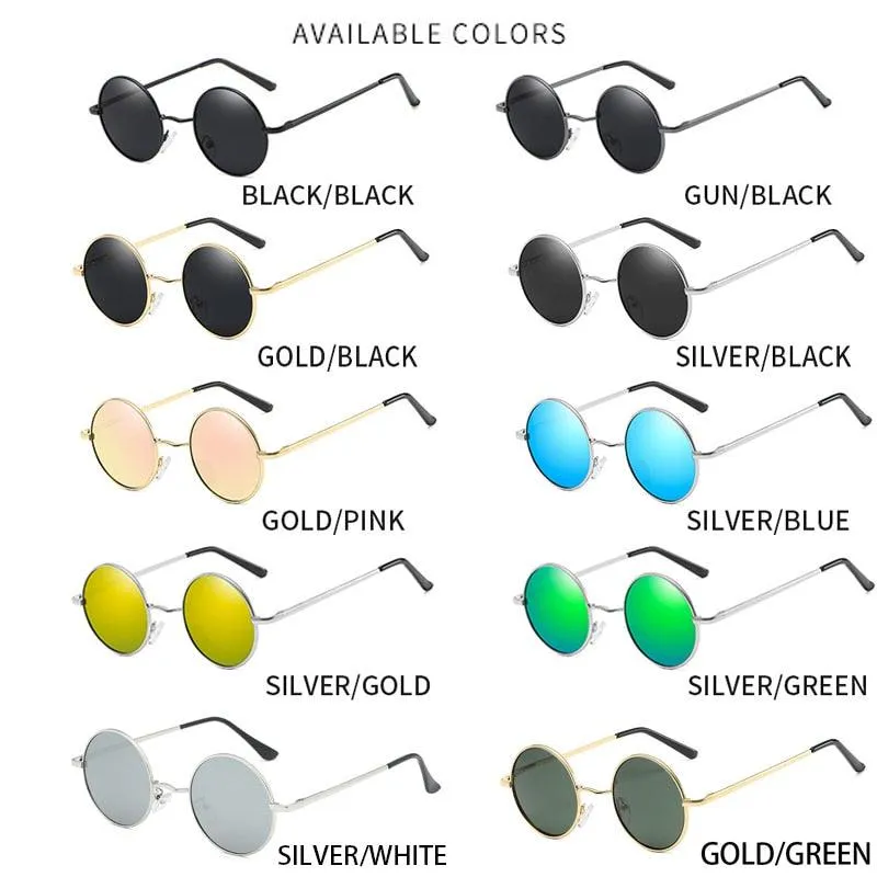 Retro Polarized Round Metal Frame Sunglasses