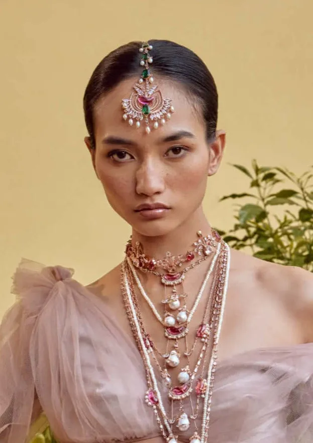 Rose gold nerina maang tikka
