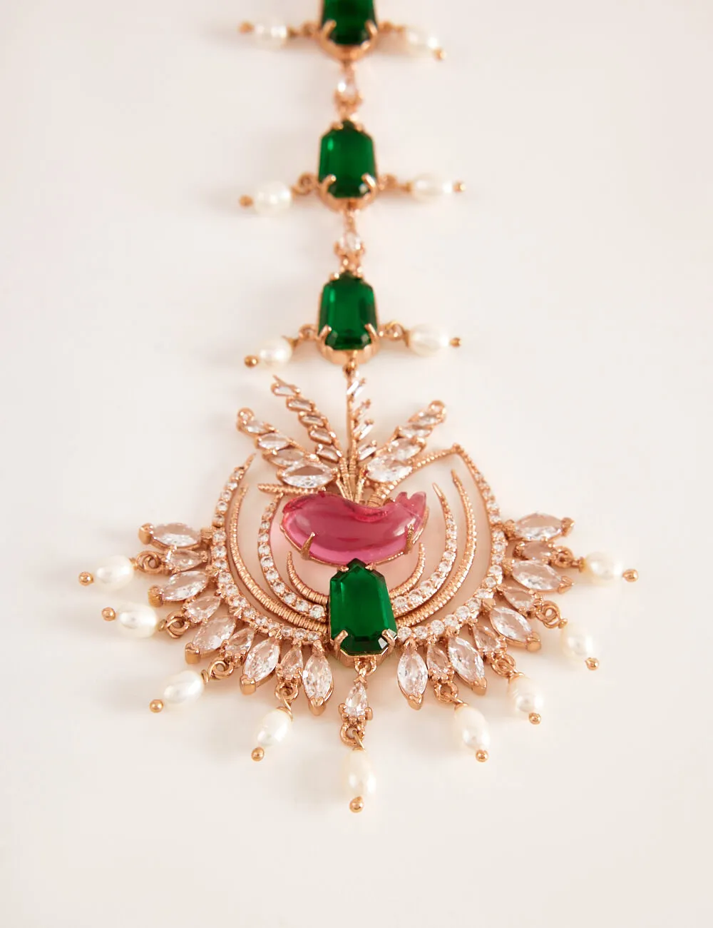 Rose gold nerina maang tikka