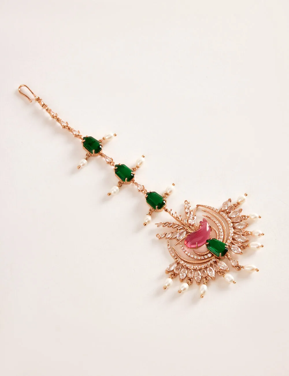 Rose gold nerina maang tikka