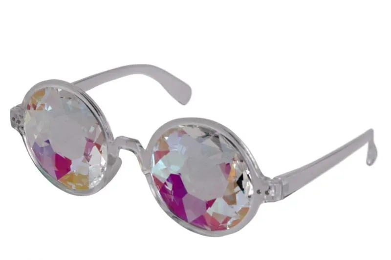 Round Frame Kaleidoscope Glasses - White