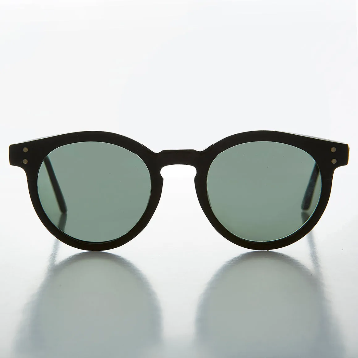 Round Horn Rim Classic Pantos Vintage Sunglass with Glass Lens - Brad