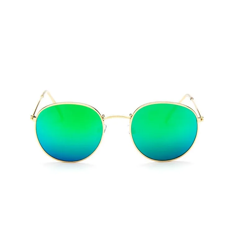 Round Sunglasses Woman Brand Designer Alloy Mirror Ray