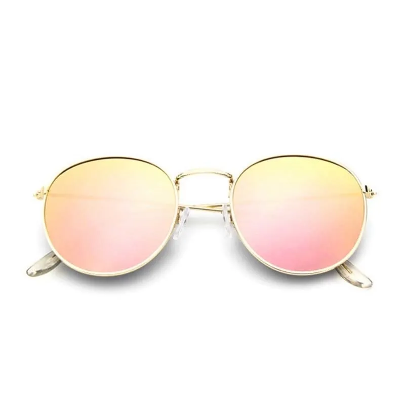 Round Sunglasses Woman Brand Designer Alloy Mirror Ray