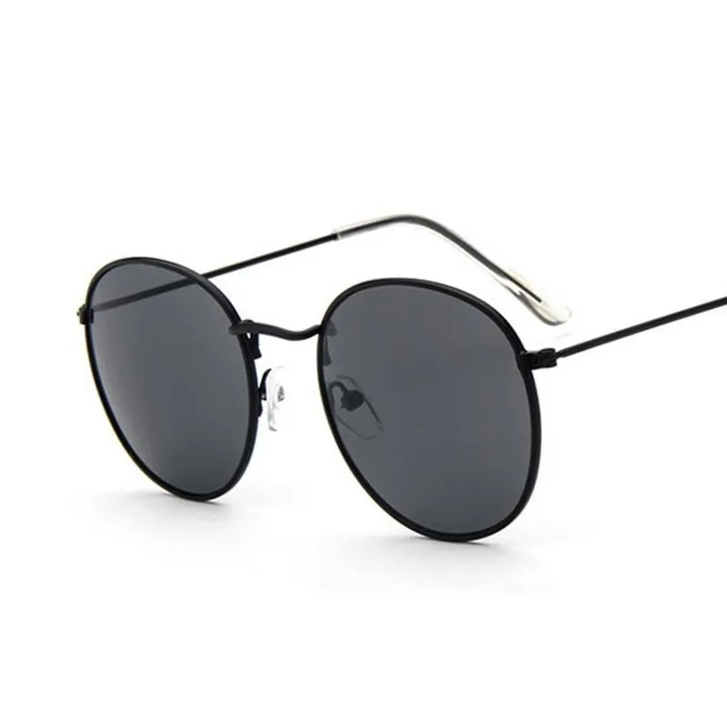 Round Sunglasses Woman Brand Designer Alloy Mirror Ray