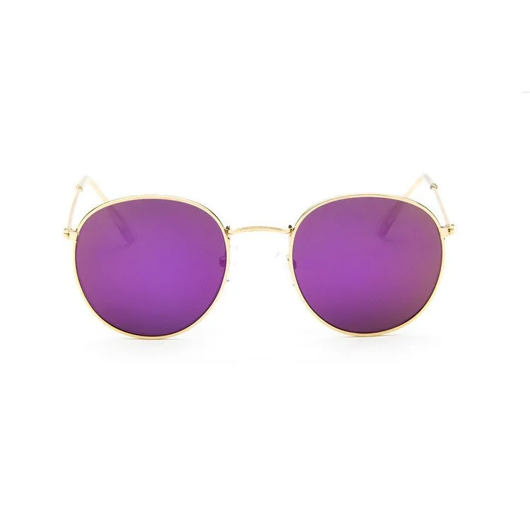Round Sunglasses Woman Brand Designer Alloy Mirror Ray