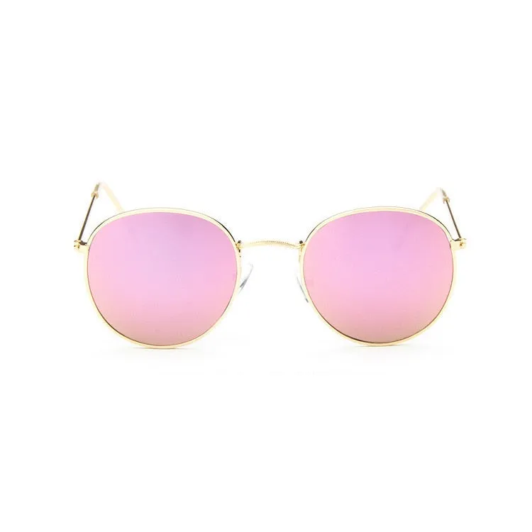 Round Sunglasses Woman Brand Designer Alloy Mirror Ray