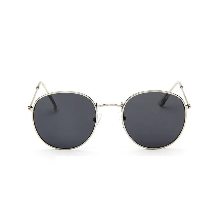 Round Sunglasses Woman Brand Designer Alloy Mirror Ray