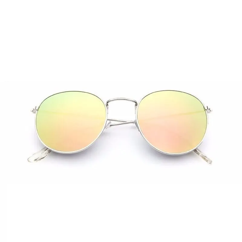 Round Sunglasses Woman Brand Designer Alloy Mirror Ray