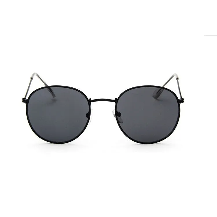 Round Sunglasses Woman Brand Designer Alloy Mirror Ray