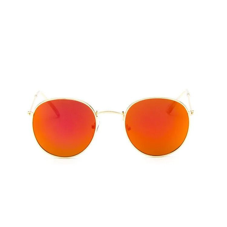 Round Sunglasses Woman Brand Designer Alloy Mirror Ray