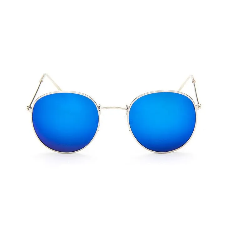 Round Sunglasses Woman Brand Designer Alloy Mirror Ray