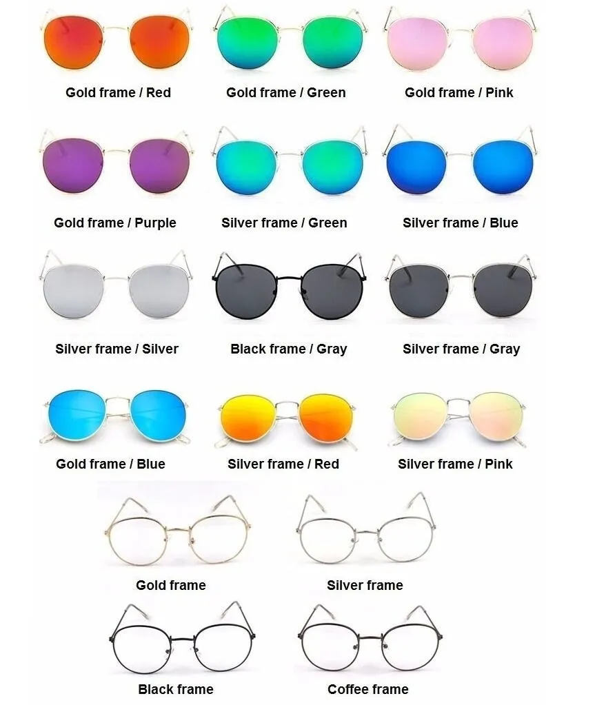Round Sunglasses Woman Brand Designer Alloy Mirror Ray