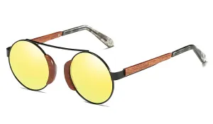 Round Yellow Wood Sunglasses for Men - Classy Style Statement