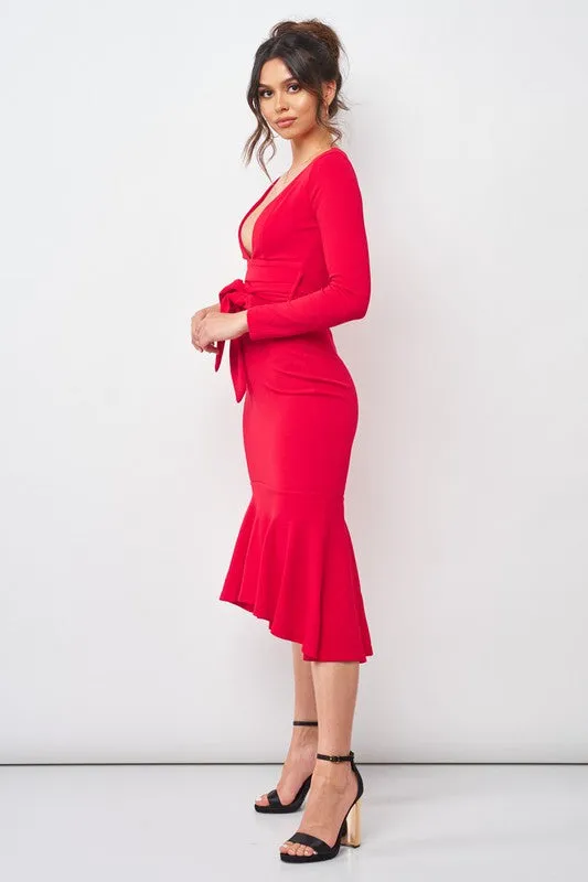 Ruffled Bodycon Maxi Dress