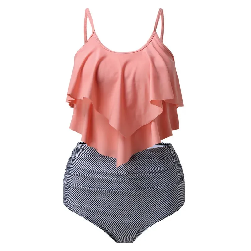 Ruffles Print Push Up Tankini