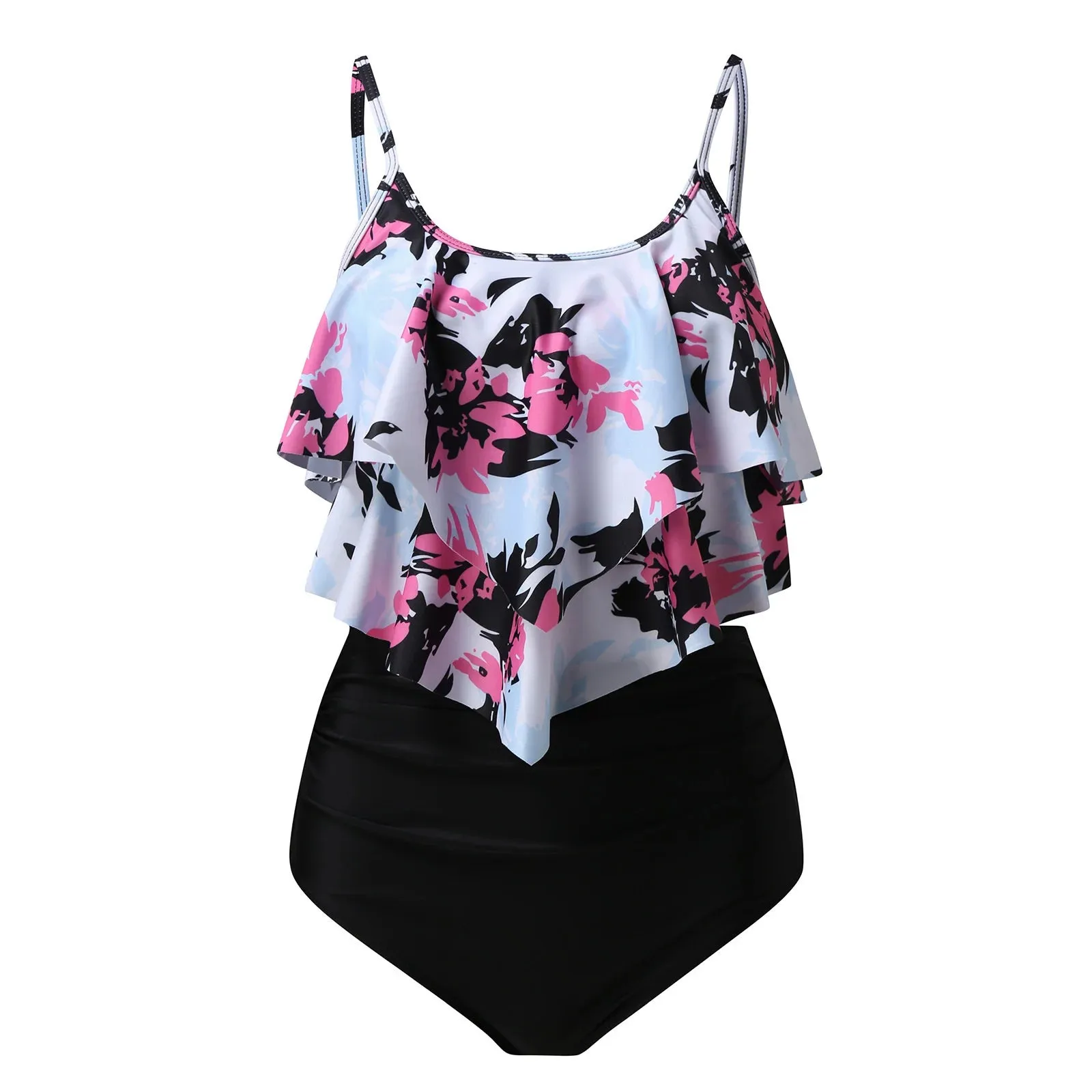 Ruffles Print Push Up Tankini