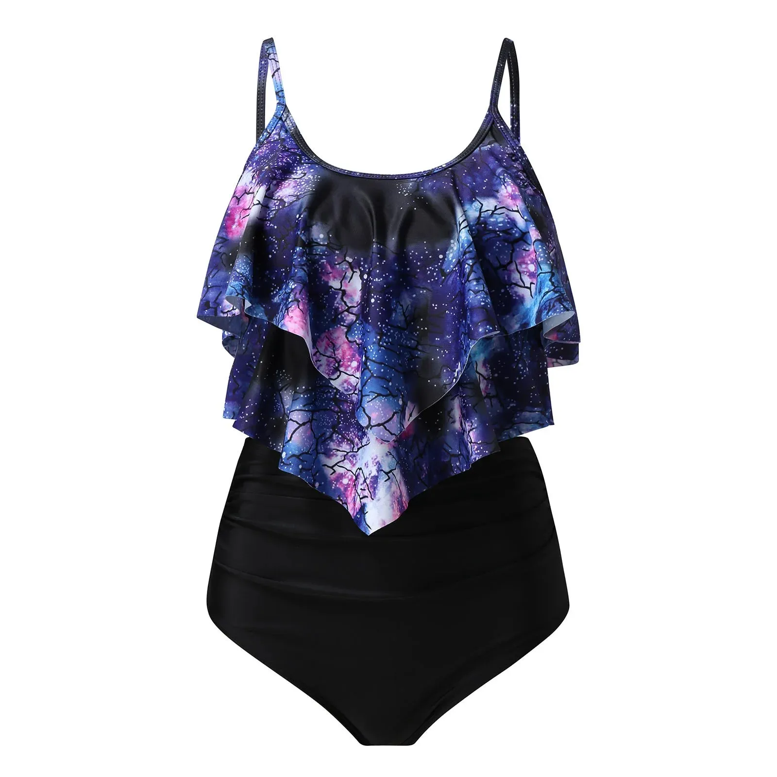 Ruffles Print Push Up Tankini