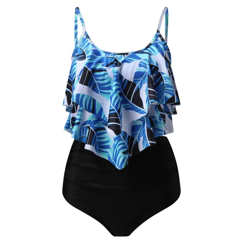 Ruffles Print Push Up Tankini