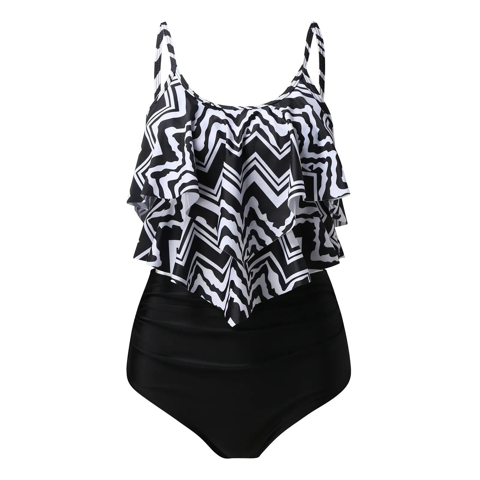 Ruffles Print Push Up Tankini