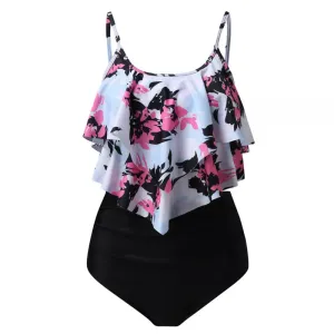 Ruffles Print Push Up Tankini