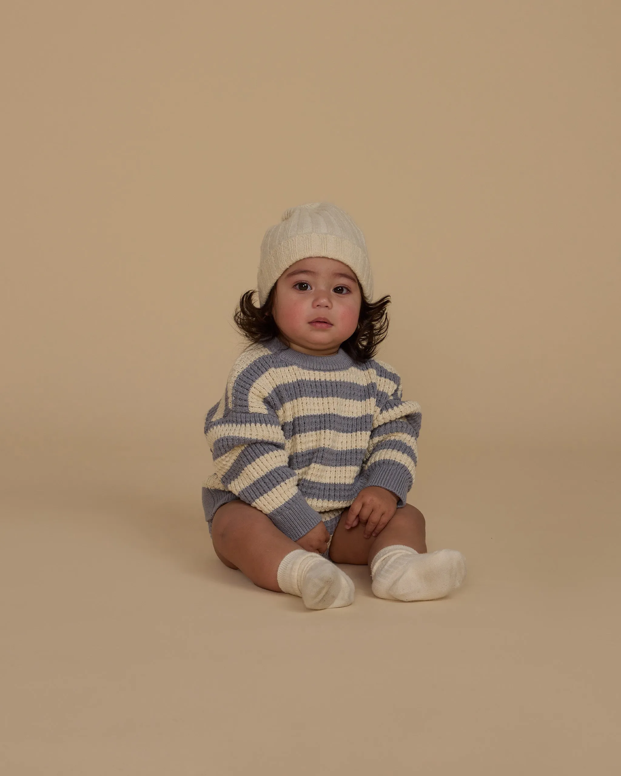 RYLEE   CRU Knit Bloomer || Dusty Blue Stripe