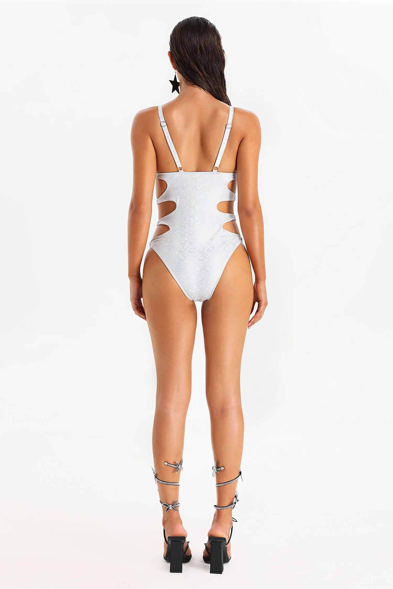 Samira Metallic Shiny Cut Out Swimsuit