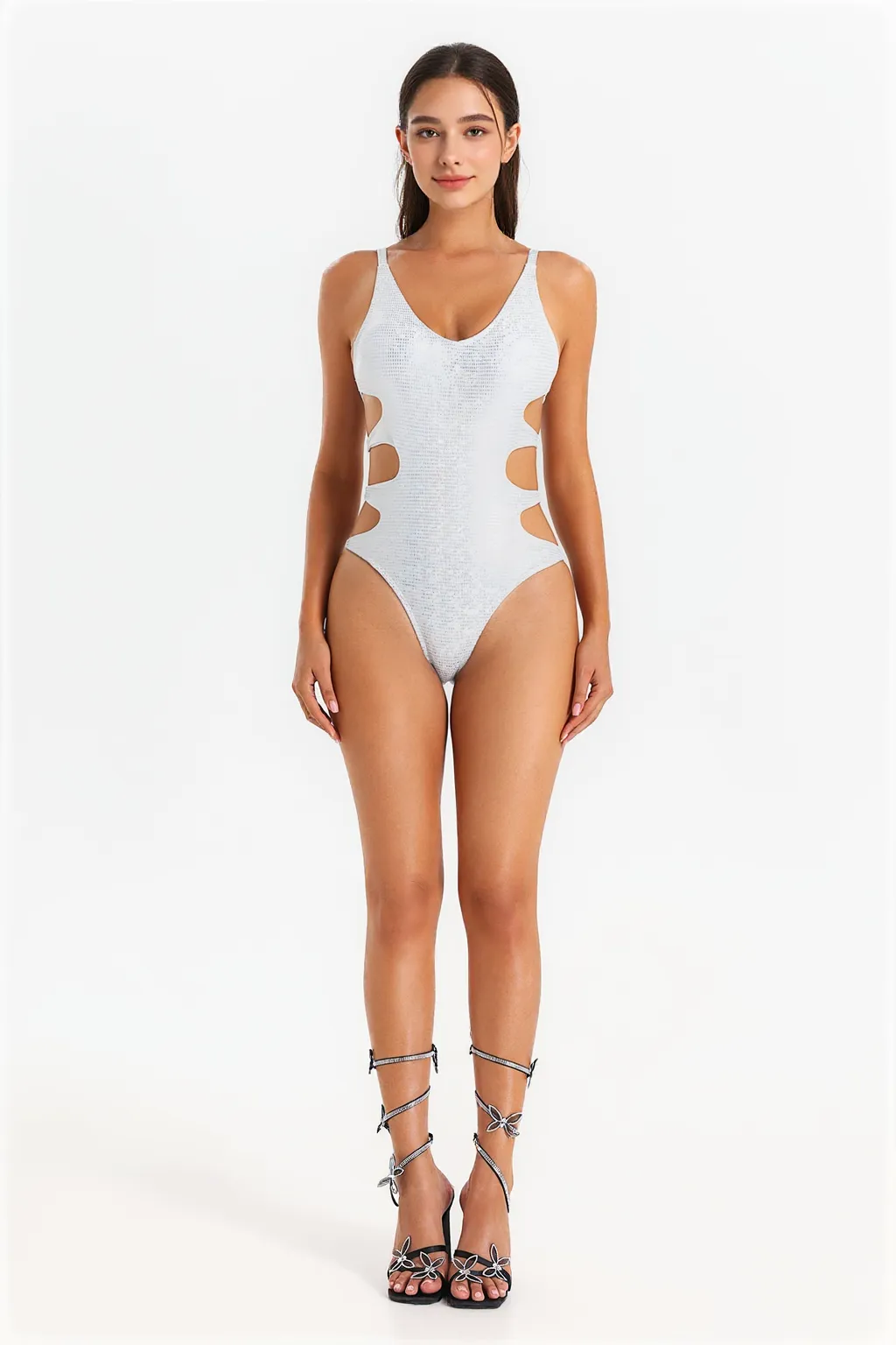 Samira Metallic Shiny Cut Out Swimsuit