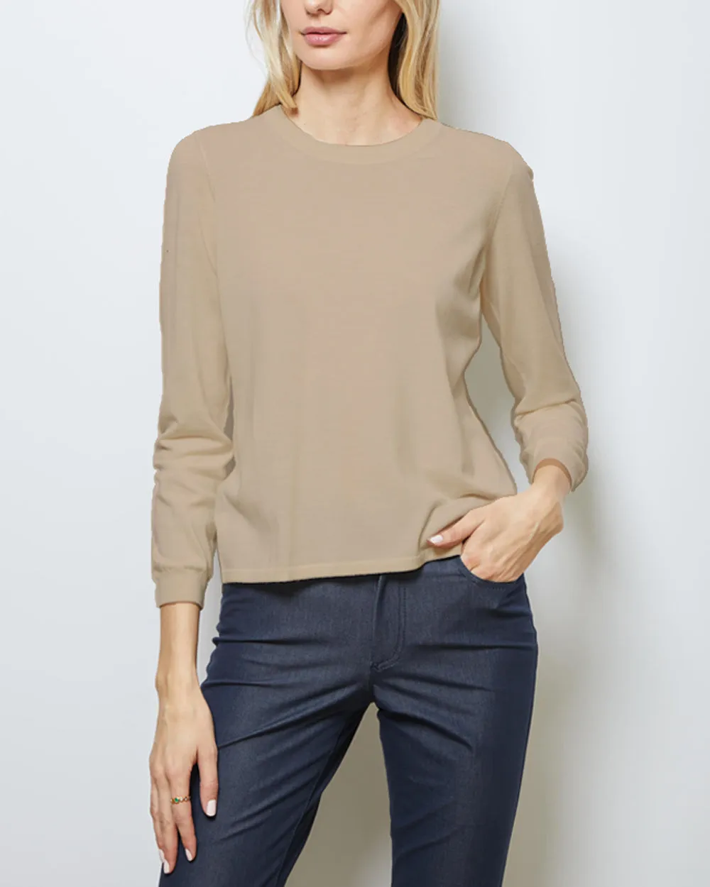 Sand Superfine Crewneck Sweater