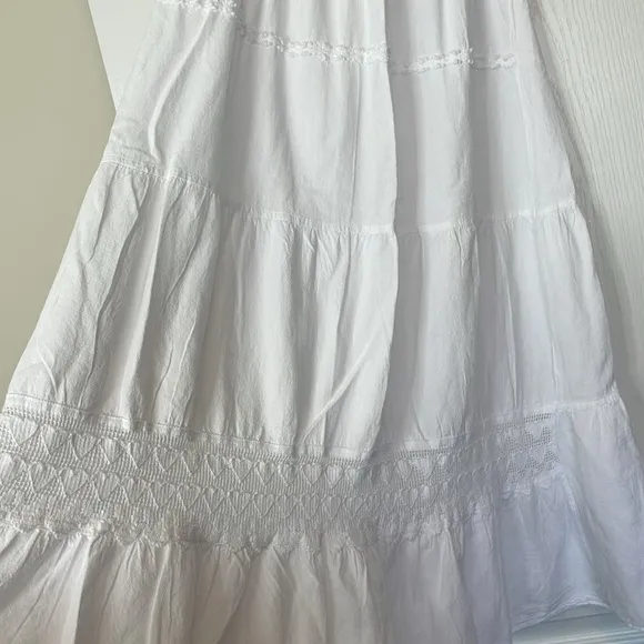 SEASPICE Resortwear Amy Two-Piece Halter and Maxi Skirt White Cotton Lace Large