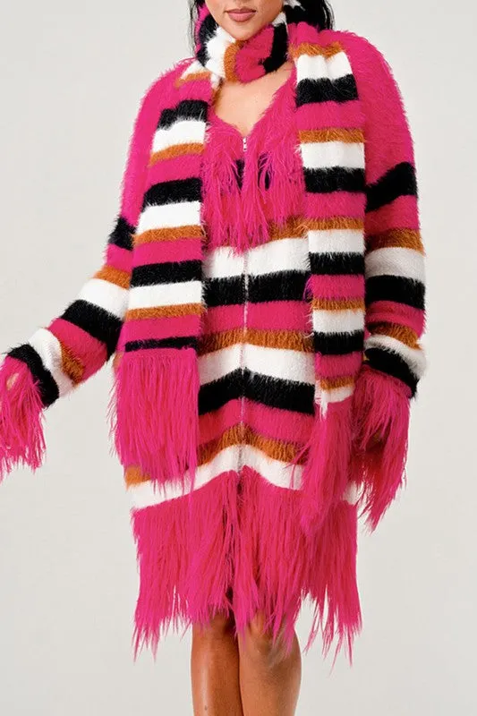 Sexy Fuzzy Striped Sweater